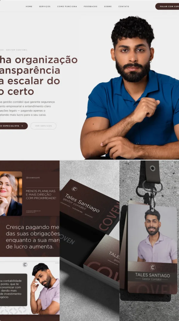 Landing page e materiais criados para a COVEN