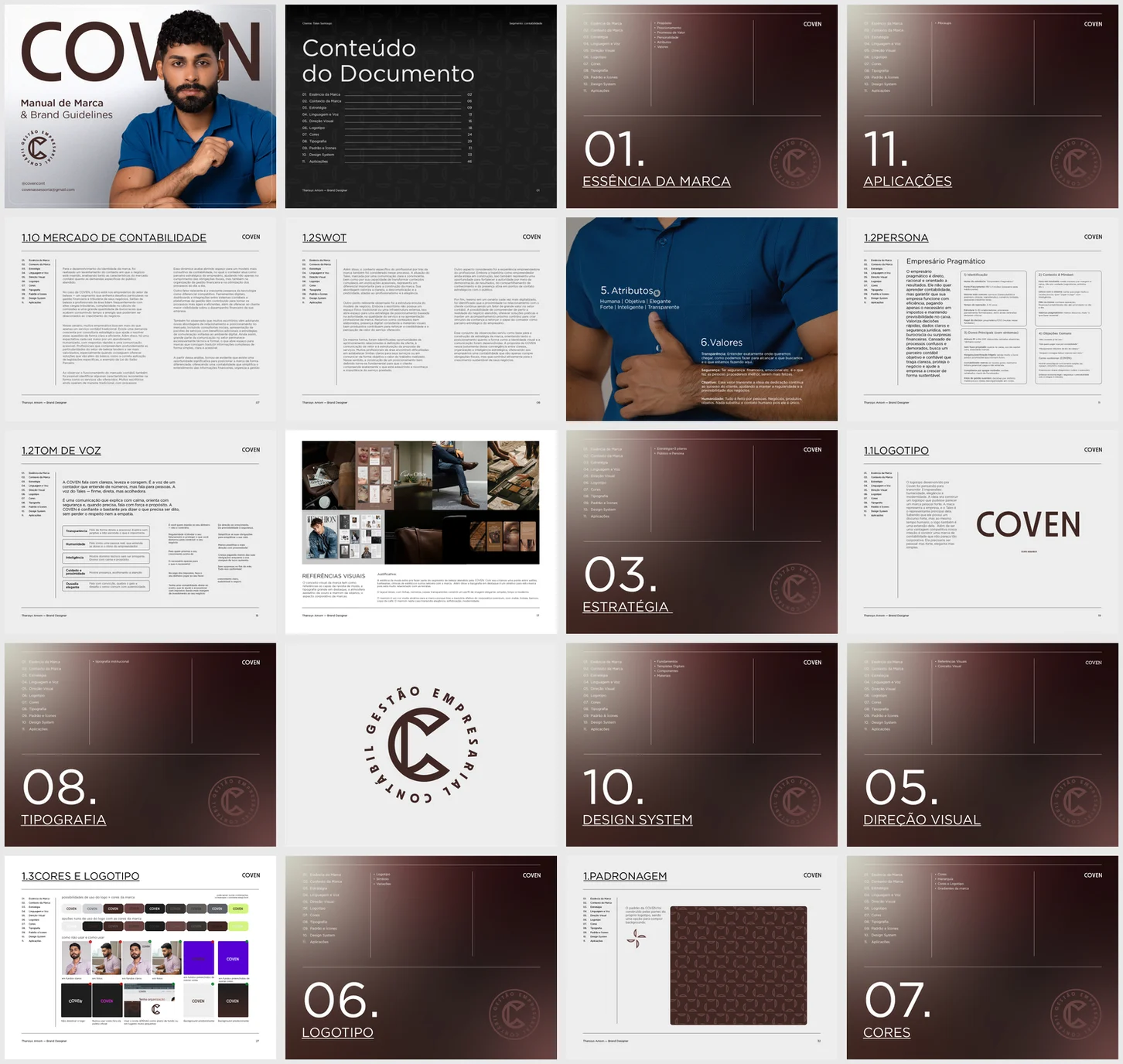 Páginas do brandbook da COVEN